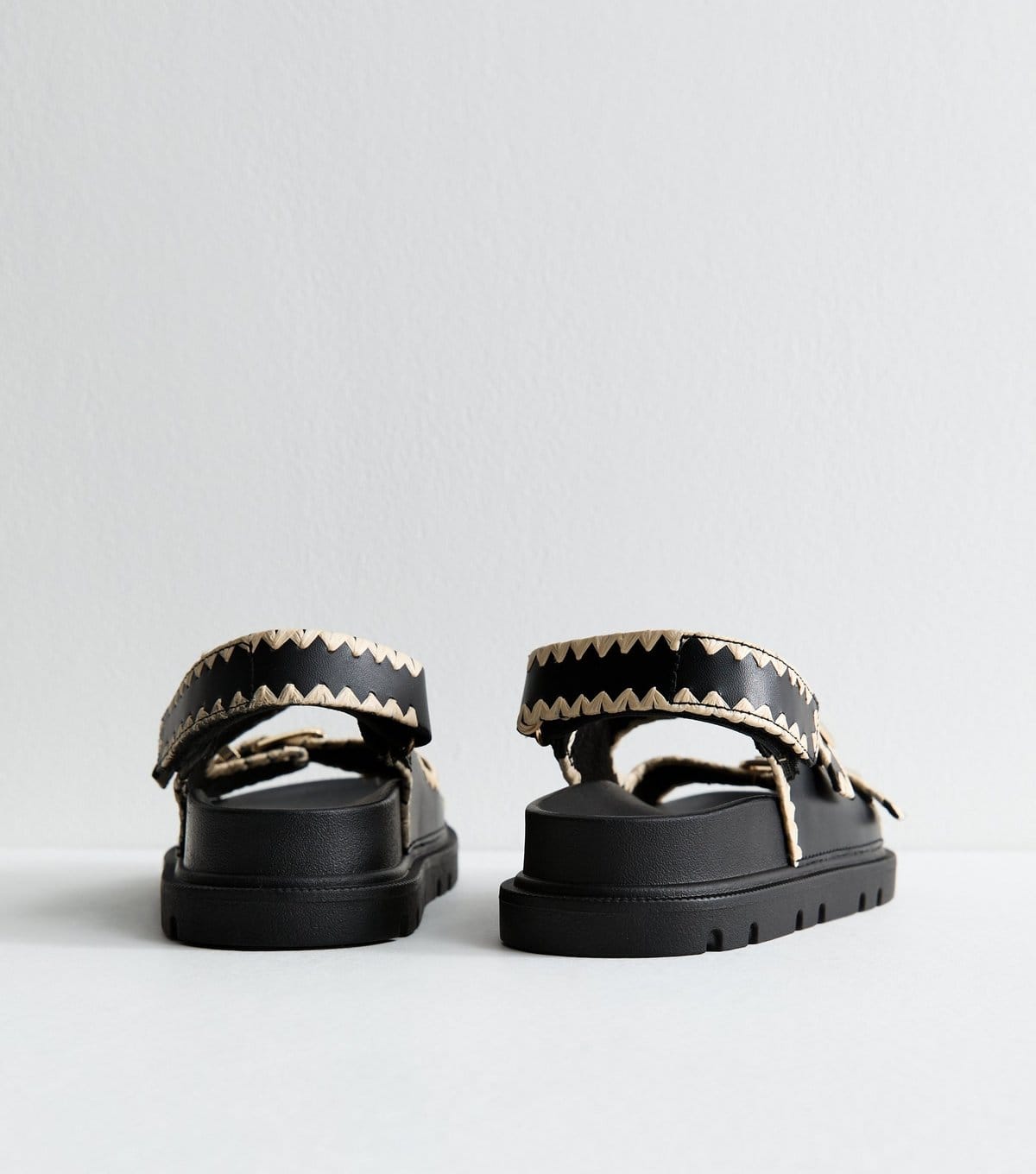 New Look Women's Black Whipstitched Faux Leather Sandals Vegan New Look - 4