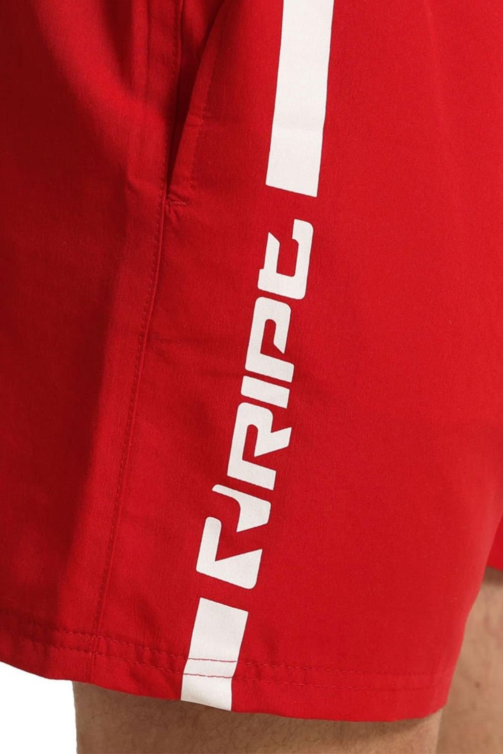 RIPT Essentials RIPT Essentials Men's Vertical Stripe Swim Shorts in Red - 4