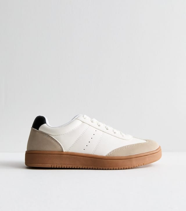 New Look Women's White Suede-Look Low Top Trainers New Look - 3