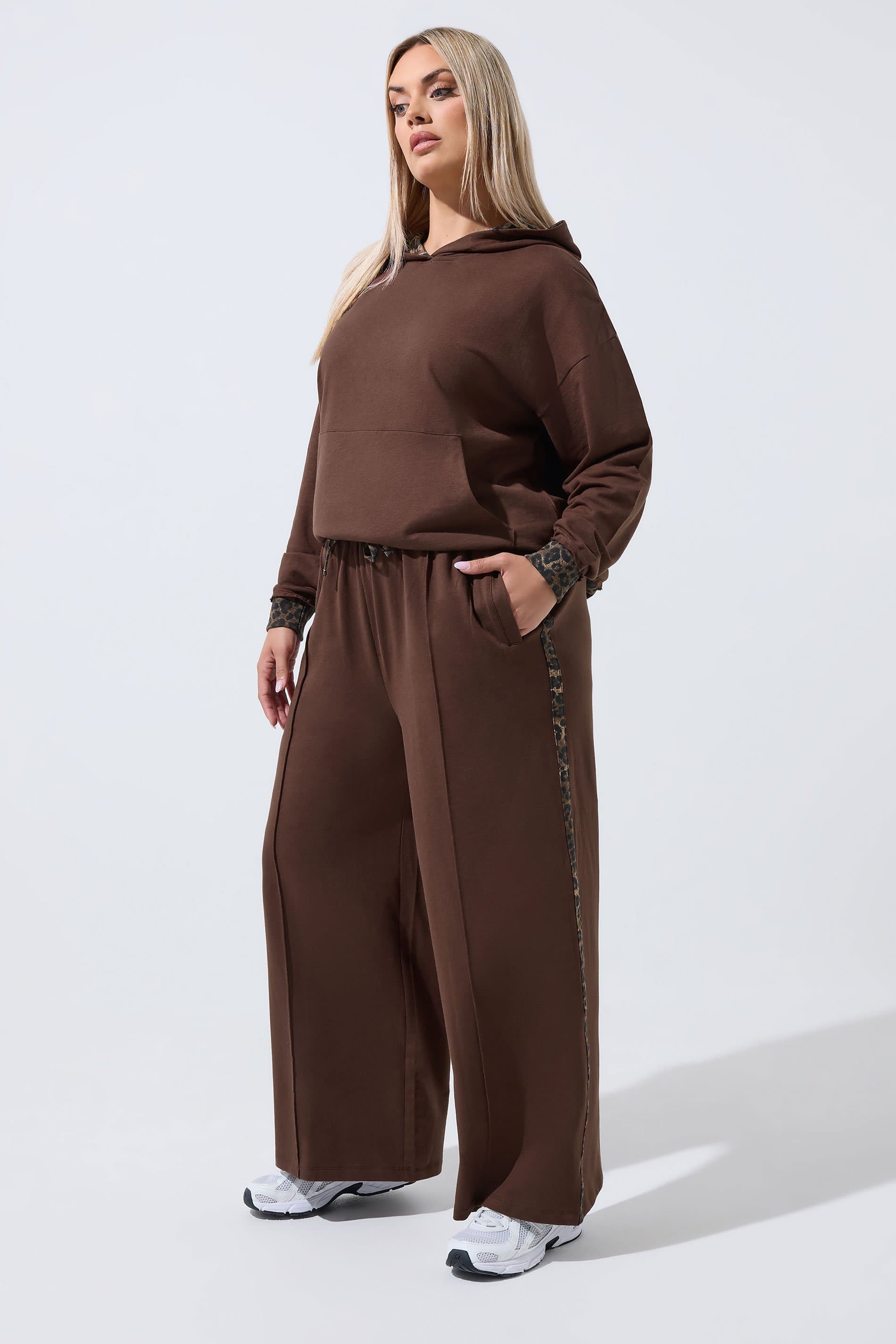 Limited Collection Plus Size Brown Leopard Stripe Joggers