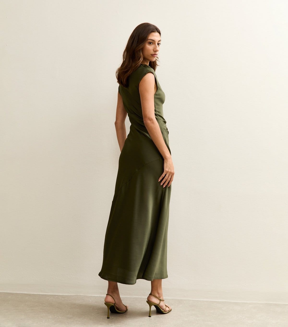 New Look Women's Tall Light Khaki Satin Cowl Neck Midi Dress New Look - 4