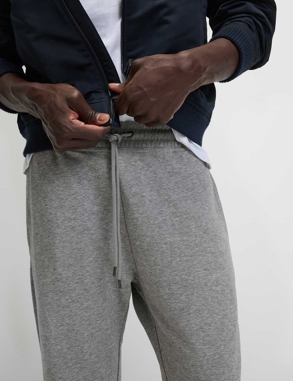 Marks & Spencer M&S Cotton Rich Straight Leg Joggers Grey Marl - 2