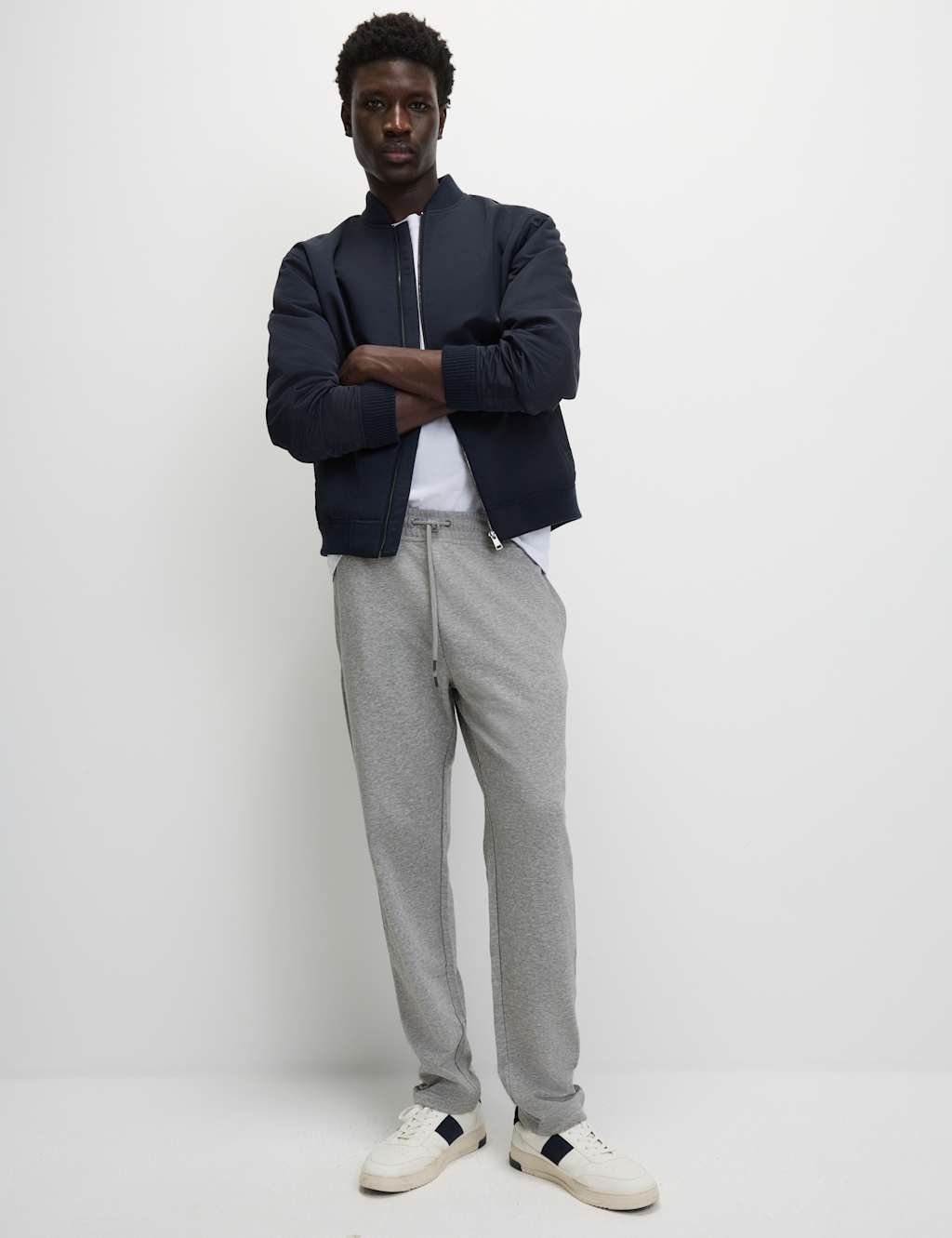 Marks & Spencer M&S Cotton Rich Straight Leg Joggers Grey Marl - 3