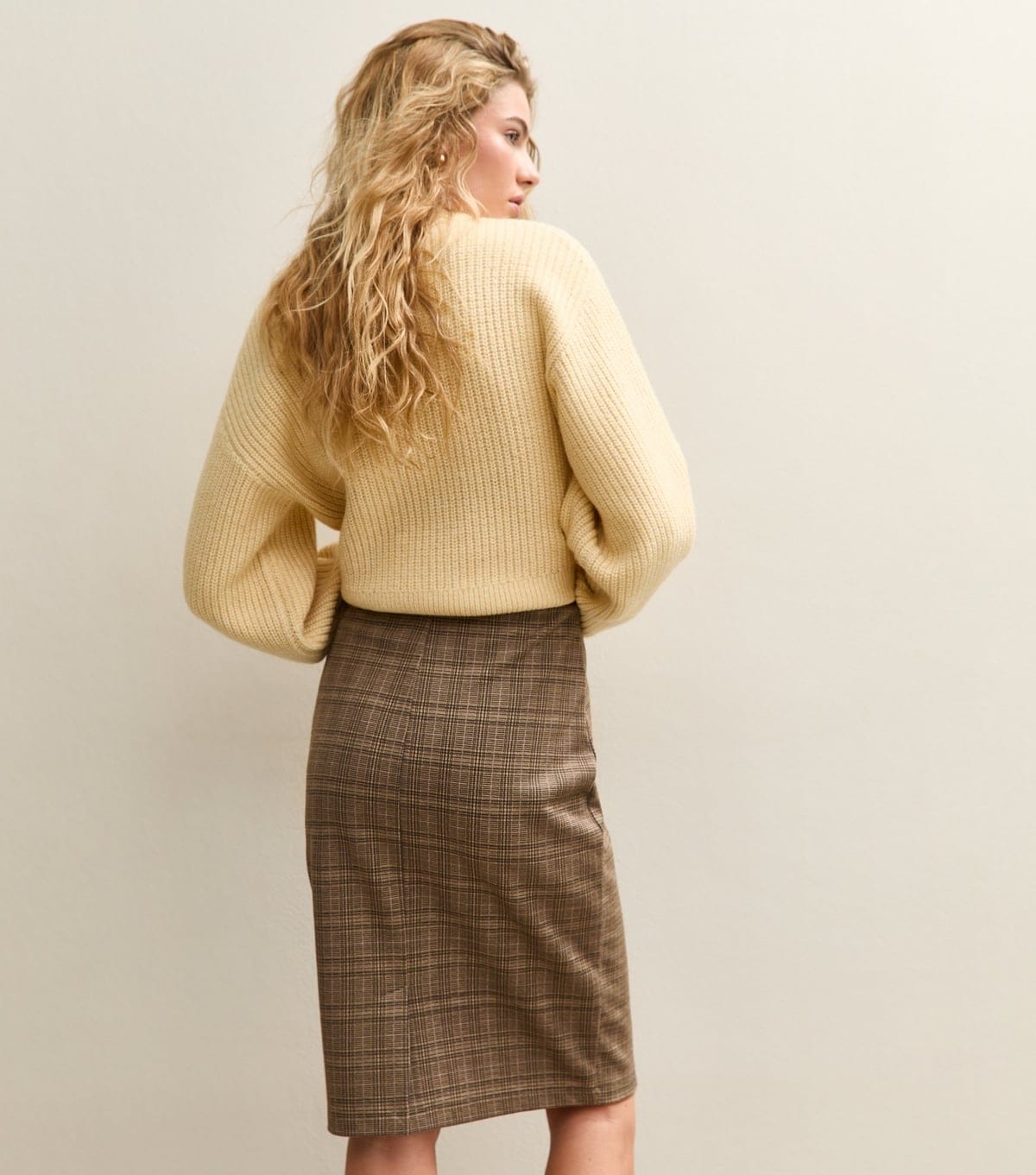 New Look Women's Brown Jacquard Check Pencil Skirt New Look - 4