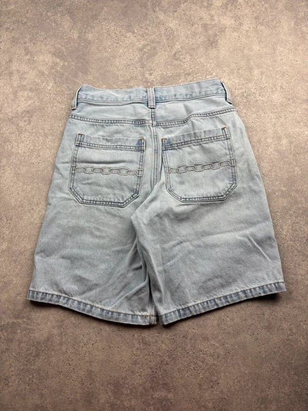 Hollister Hollister Jean Shorts Women's W28 Light Blue Baggy Chain Graphic Denim Jorts