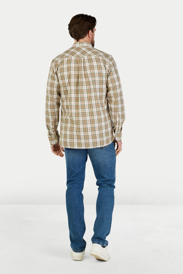 raging bull Raging Bull Men's Long Sleeve Suffolk Check Twill Shirt in Tan - 2