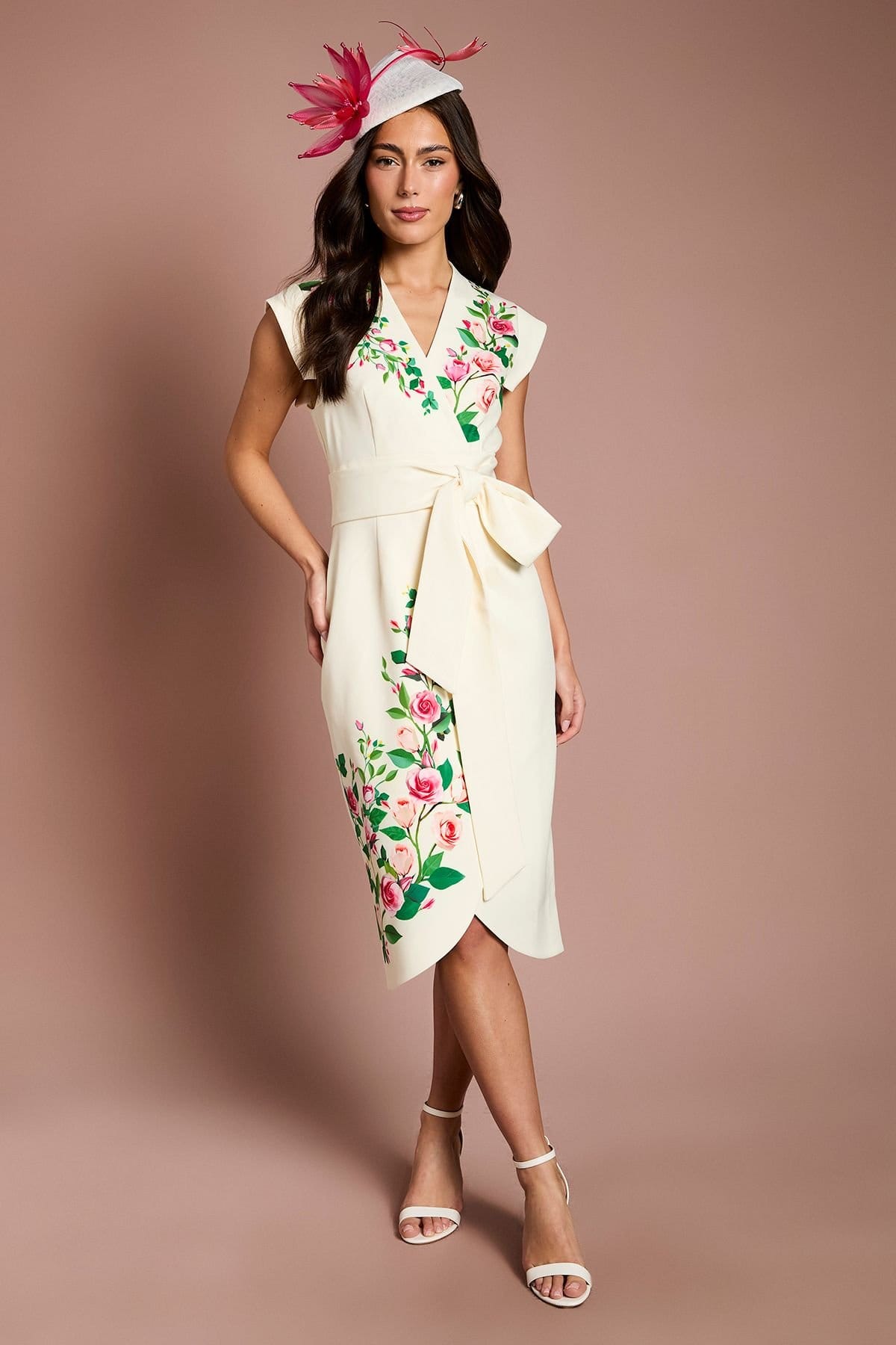 Coast Ivory Floral Wrap Midi Dress
