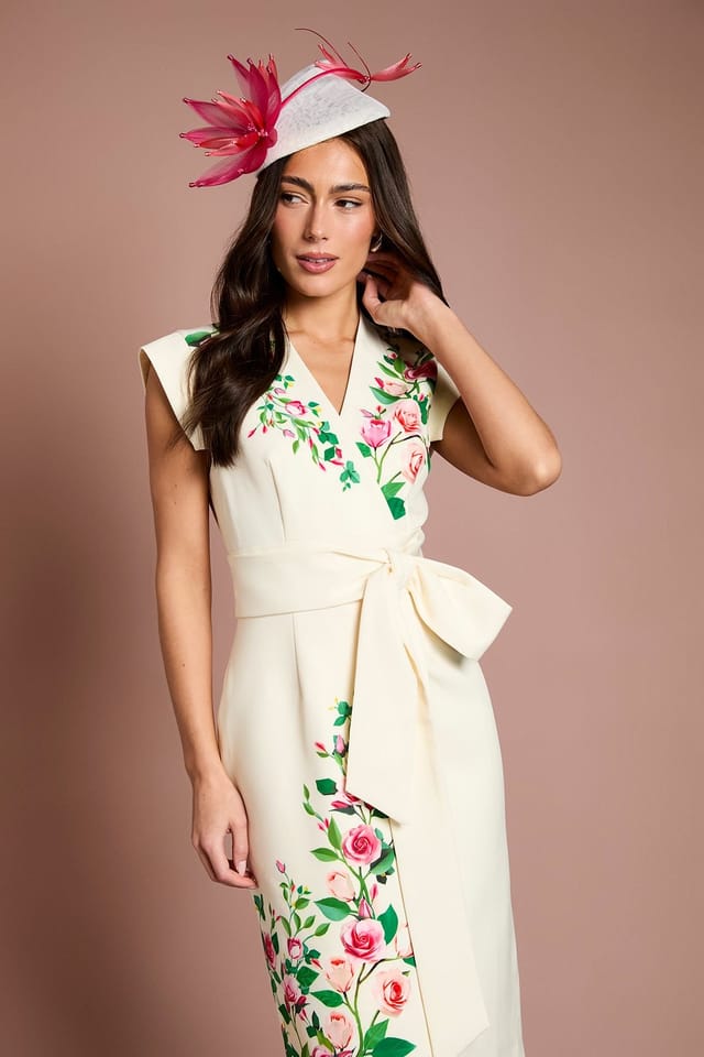 Coast Coast Women's Lisa Tan Wrap Waist Tailored Midi Dress in Ivory - 2