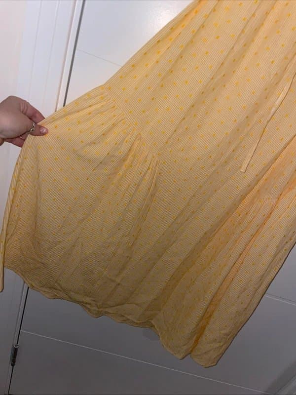 Never Fully Dressed Never Fully Dressed Yellow Spotty Stripe Off Shoulder Maxi Dress Size M Summer funky unusual