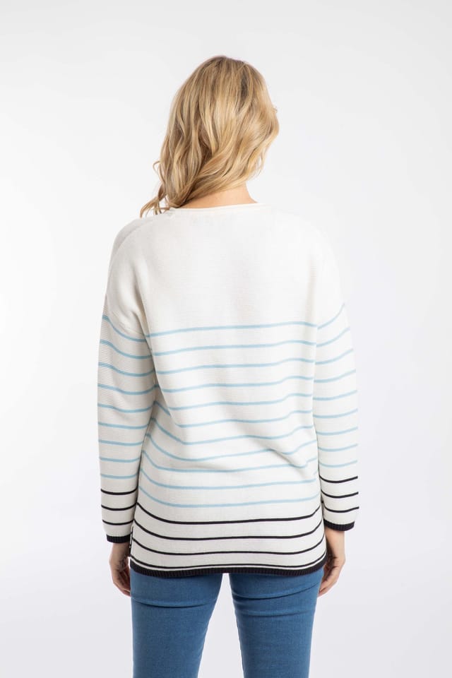 Weird Fish Weird Fish Women's Sutton Striped Knitted Crew Jumper in Cream - 3