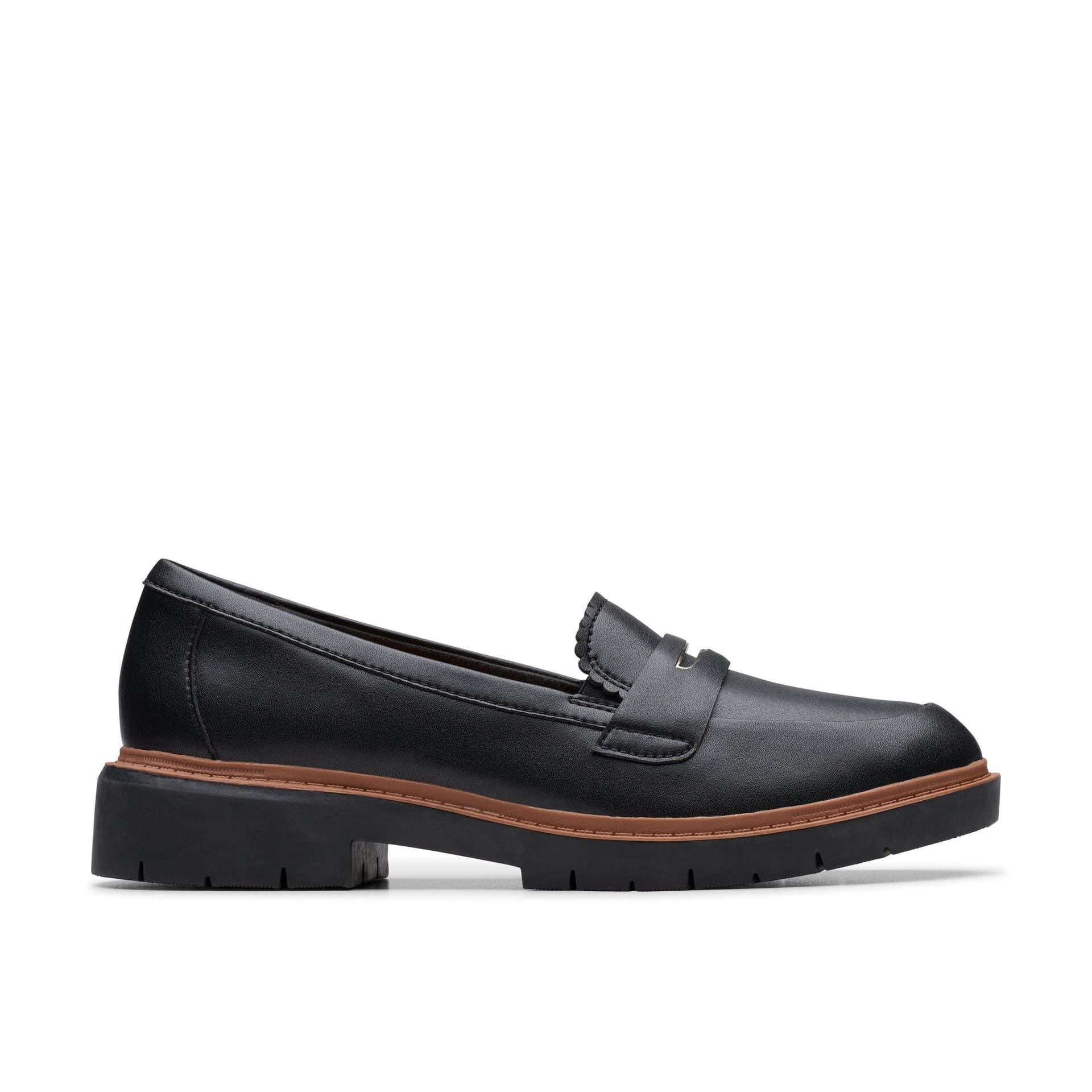 Clarks Clarks Women's Westlynn Glow Black Leather Loafers, Slip Ons