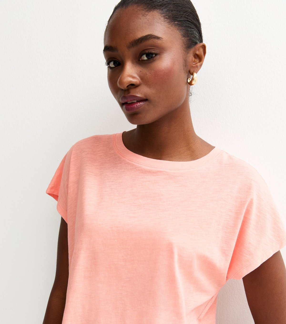 New Look Women's Light Coral Grown On Sleeve T-Shirt New Look - 2
