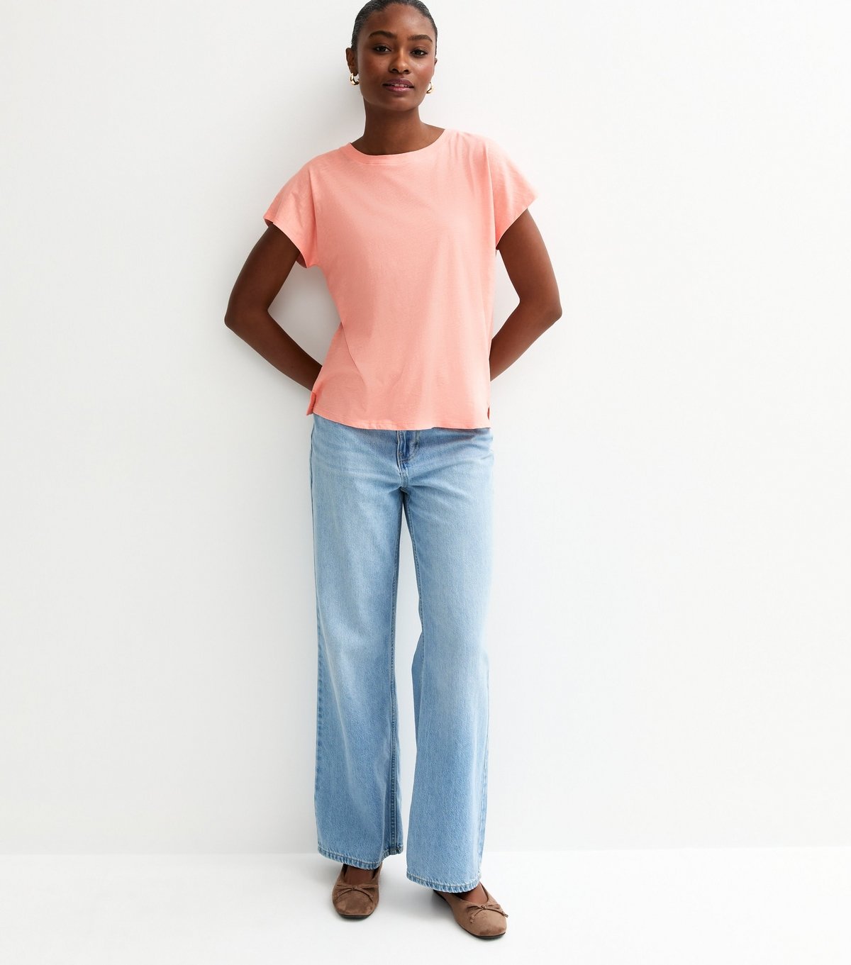 New Look Women's Light Coral Grown On Sleeve T-Shirt New Look - 3