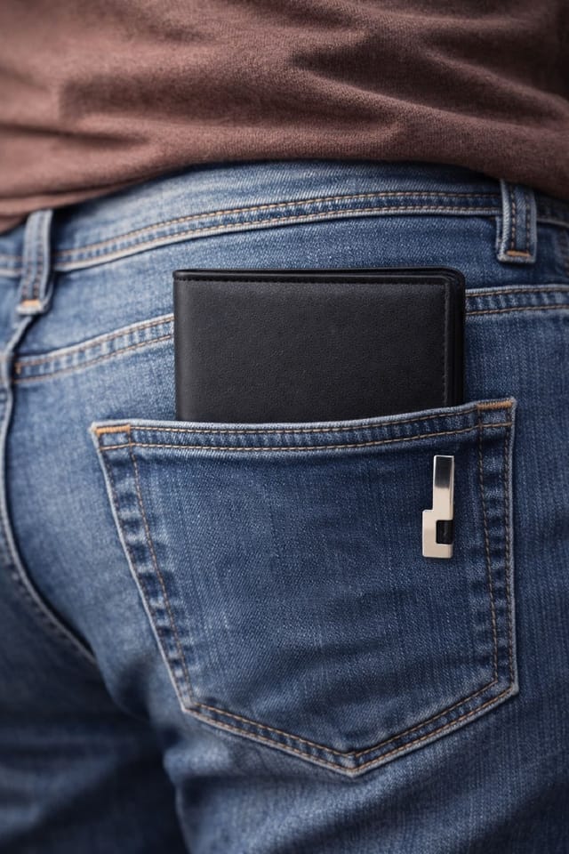 LARANGE LARANGE Men's PU Leather Bi-Fold Wallet in Black - 2