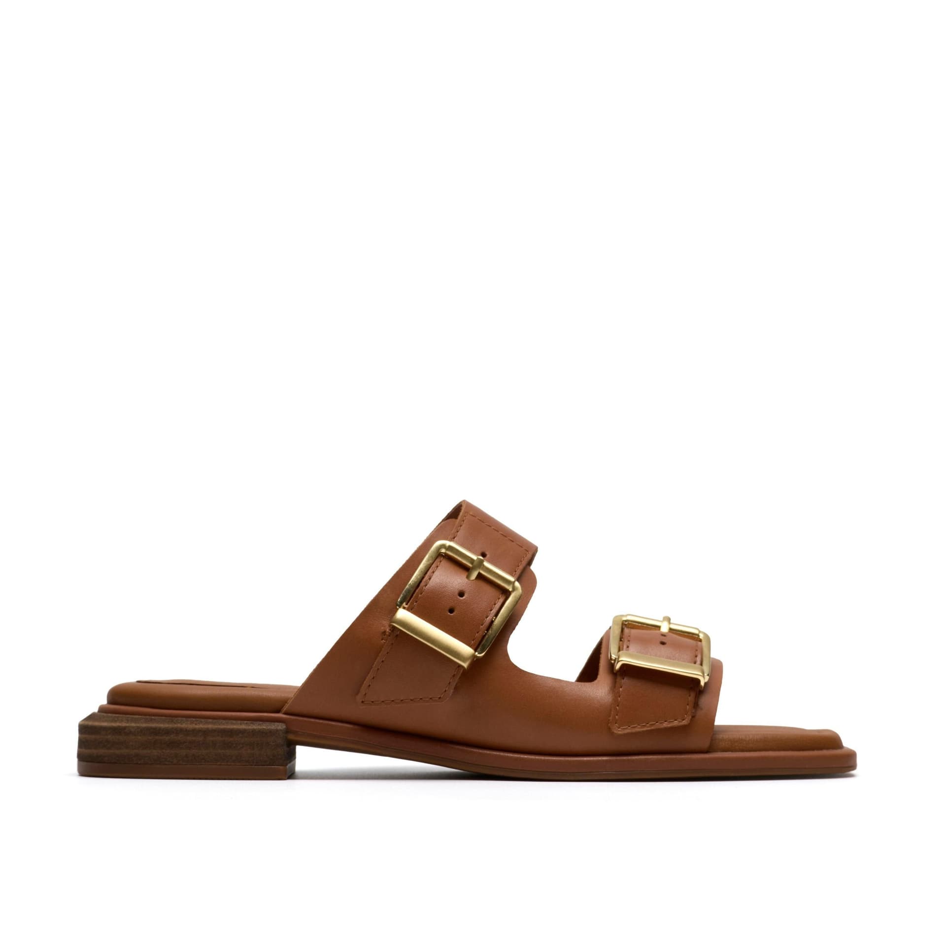 Clarks Clarks Women's Ariany Bay Tan Leather Flat Sandals, Sliders in Brown