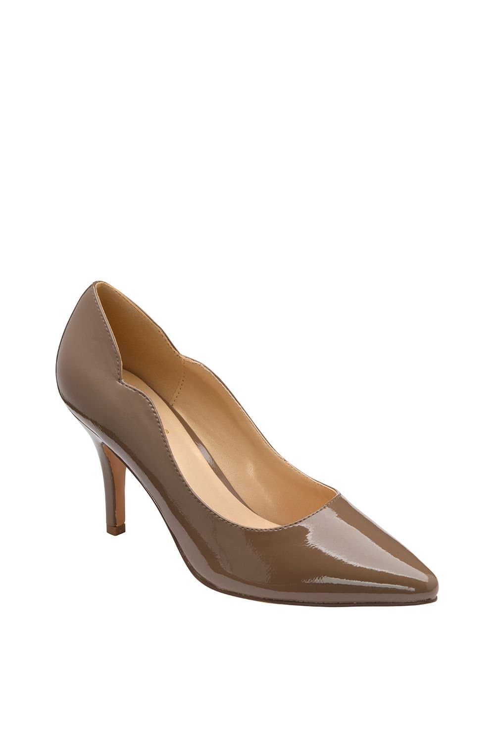 Lotus Lotus Taupe Patent Leather Court Shoes