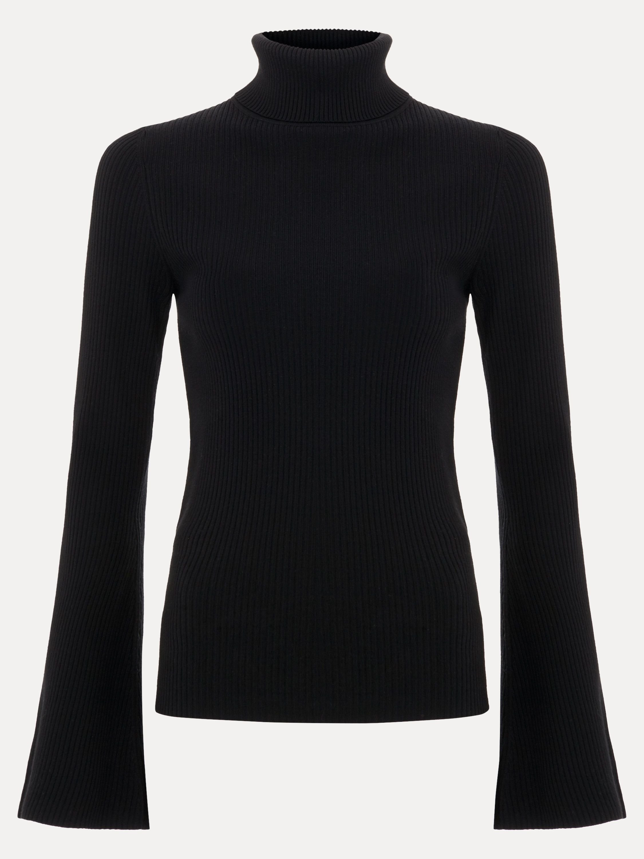 Phase Eight Phase Eight Women's Fran Fluted Sleeve Ribbed Roll Neck in Black - 2