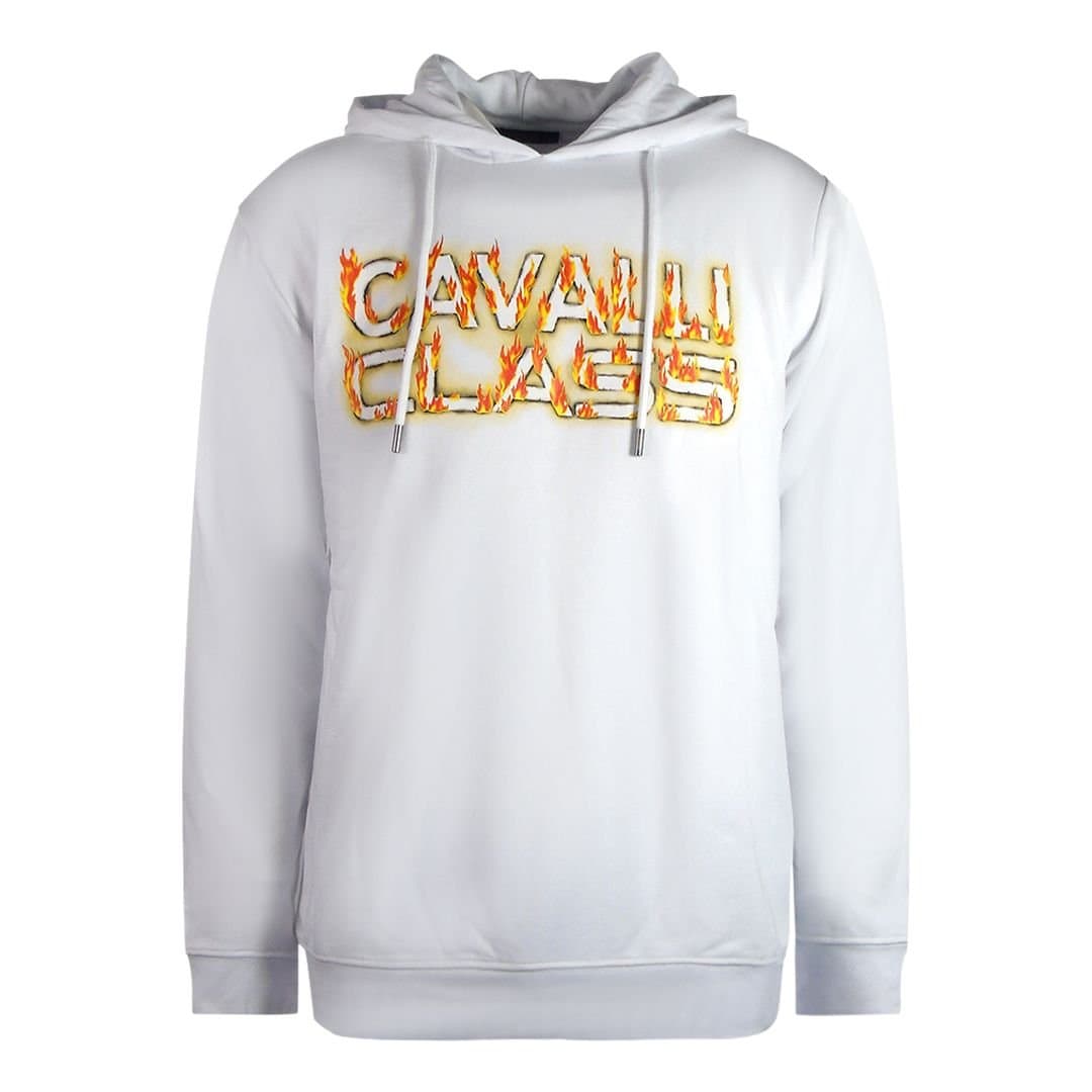 Cavalli Class Cavalli Class Men's Fire Logo White Hoodie