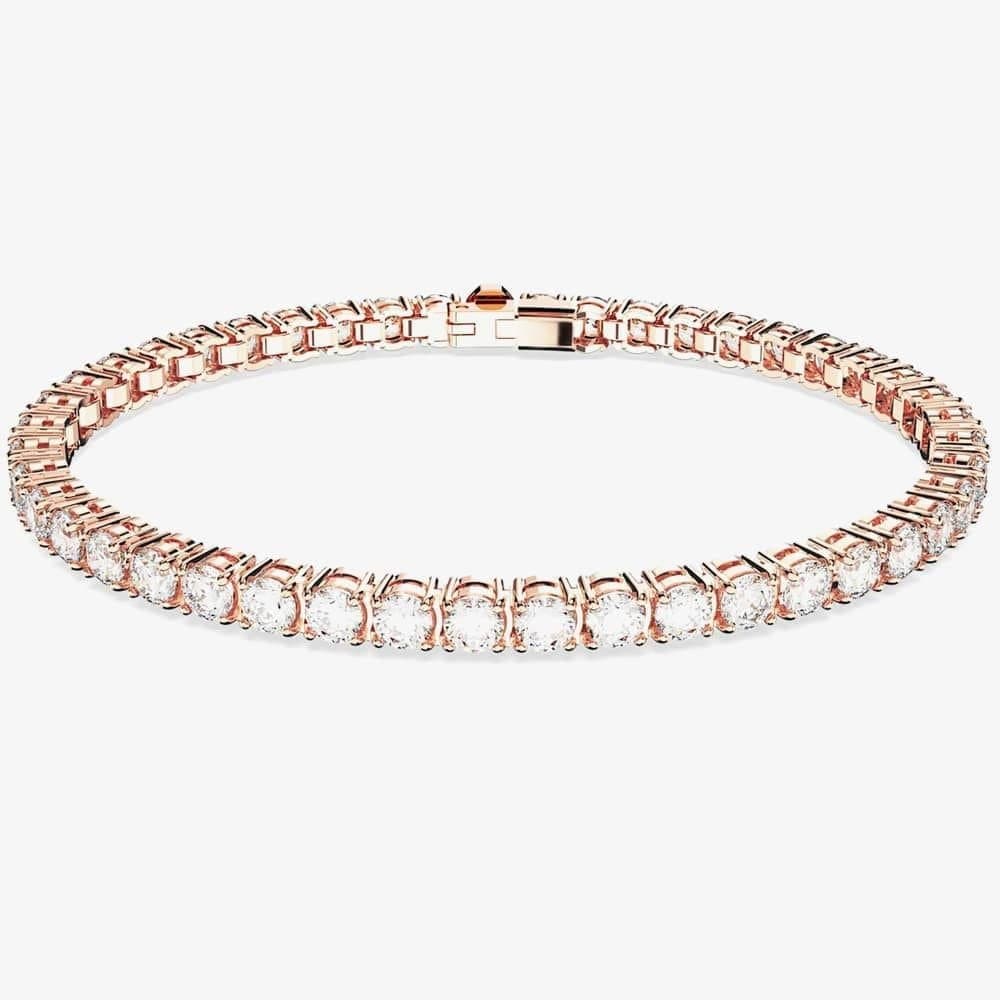 Swarovski Swarovski Women's Matrix White Rose Gold Plated Tennis Bracelet 5657659 M