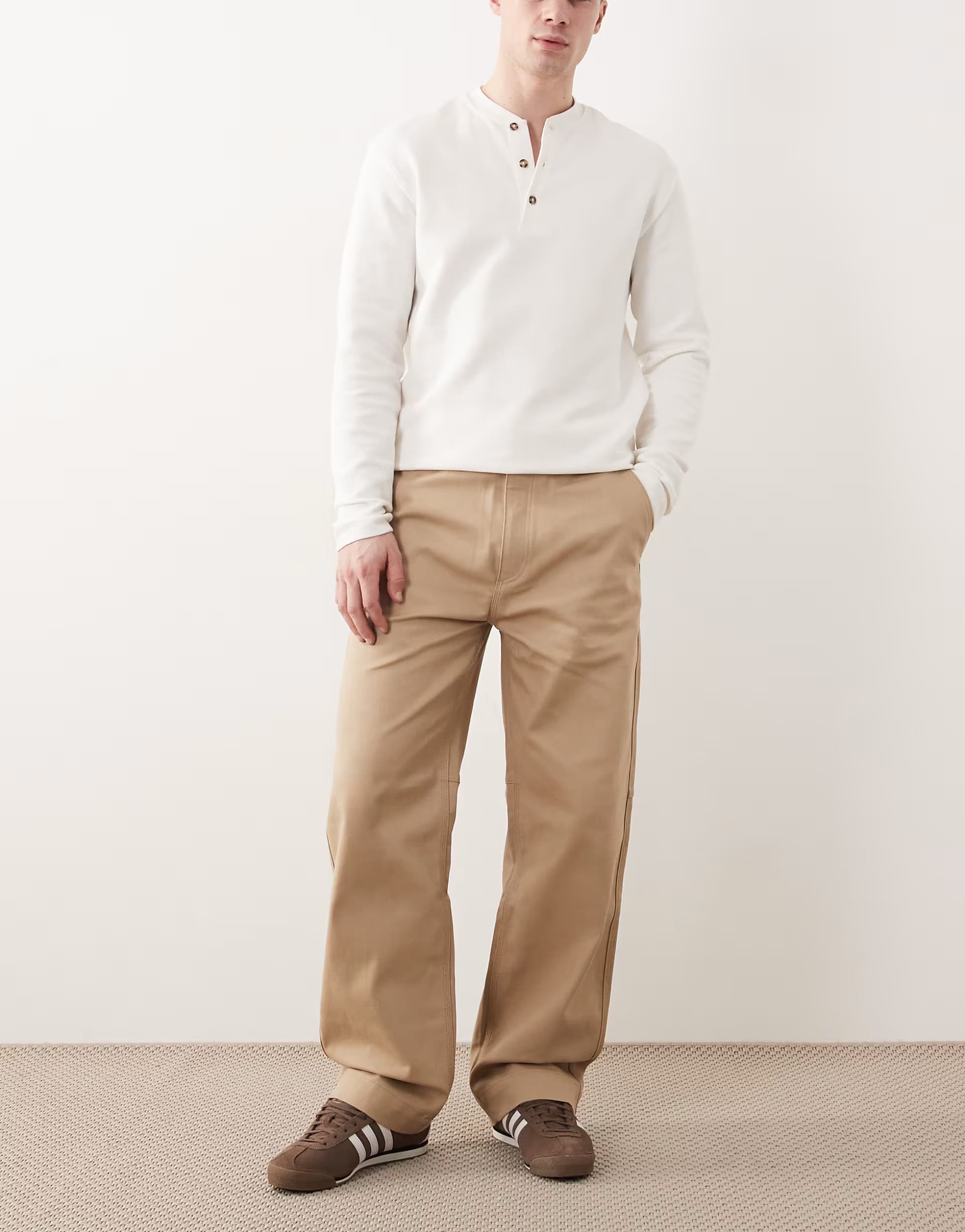 ASOS HUGO BLUE Dalton casual trousers in beige