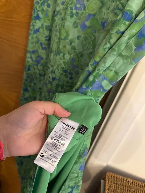 Whistles Whistles Lucid Bonnie Green Blue Watercolour Floral Tie Bow Front Keyhole Midaxi Dress UK 16