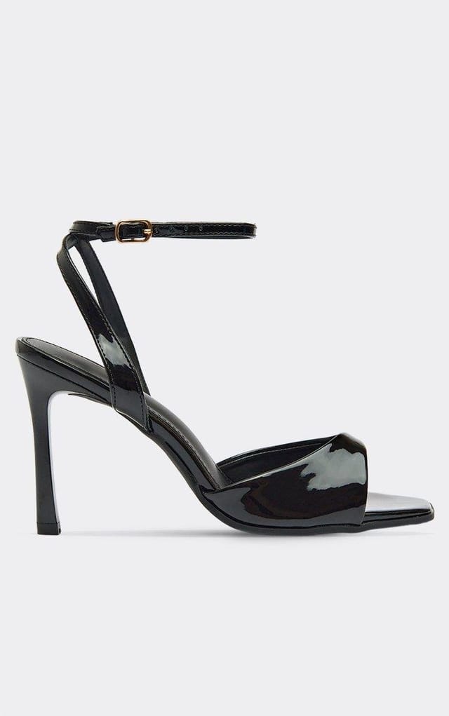 EGO Rocky Ankle Strap Peep Toe Heel In Black Patent, Women's Size UK 3 - 2