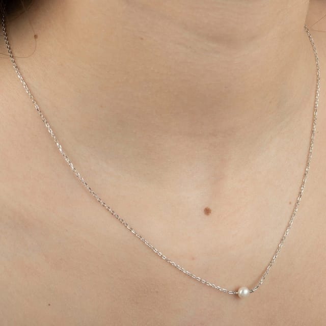 Gold Trip Gold Trip Women's Single Pearl Necklace in Silver - 2