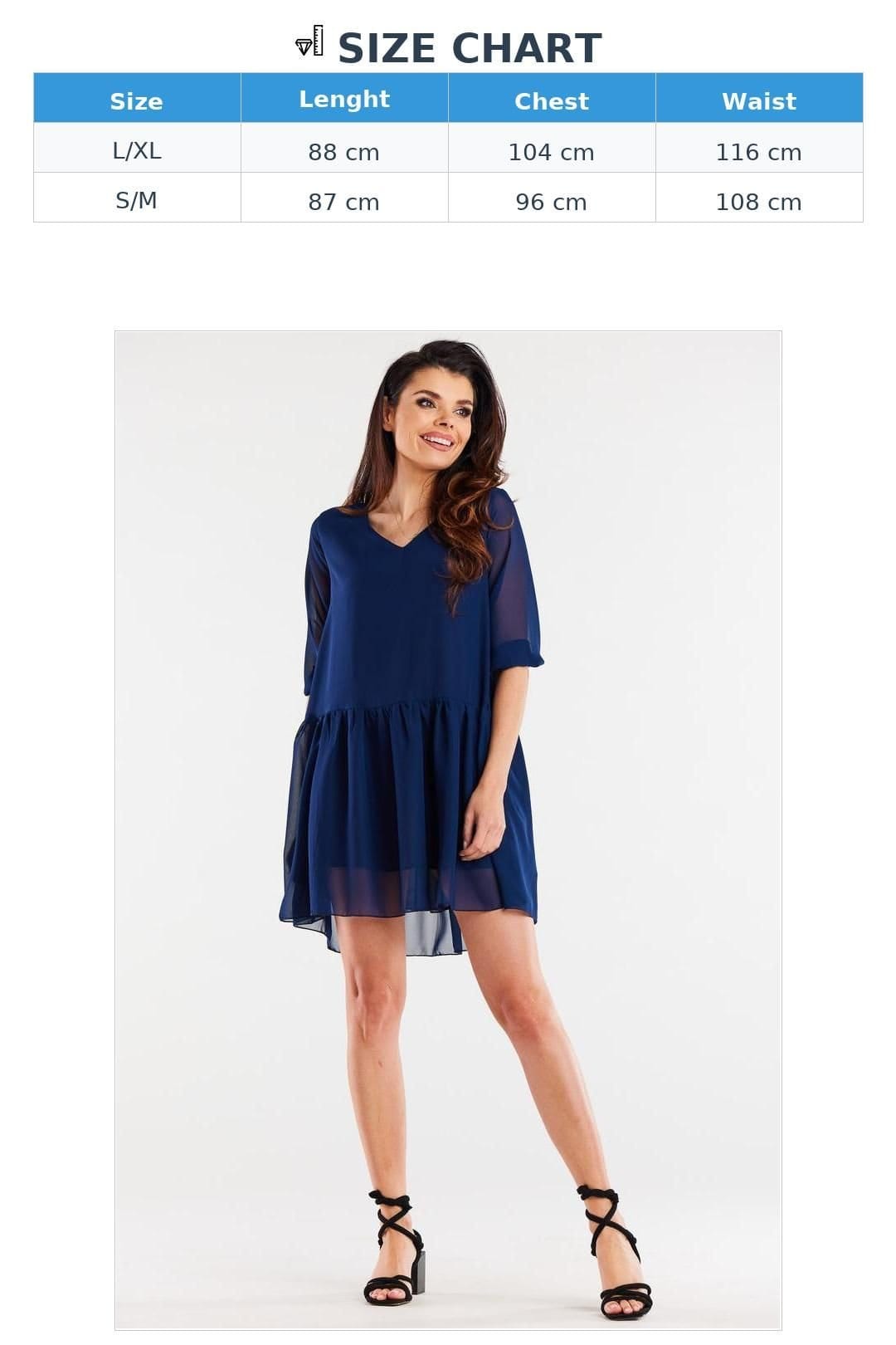 Love Lace Love Lace Women's Loose Chiffon Dress With Ruffle Hem & Cuff in Blue - 4