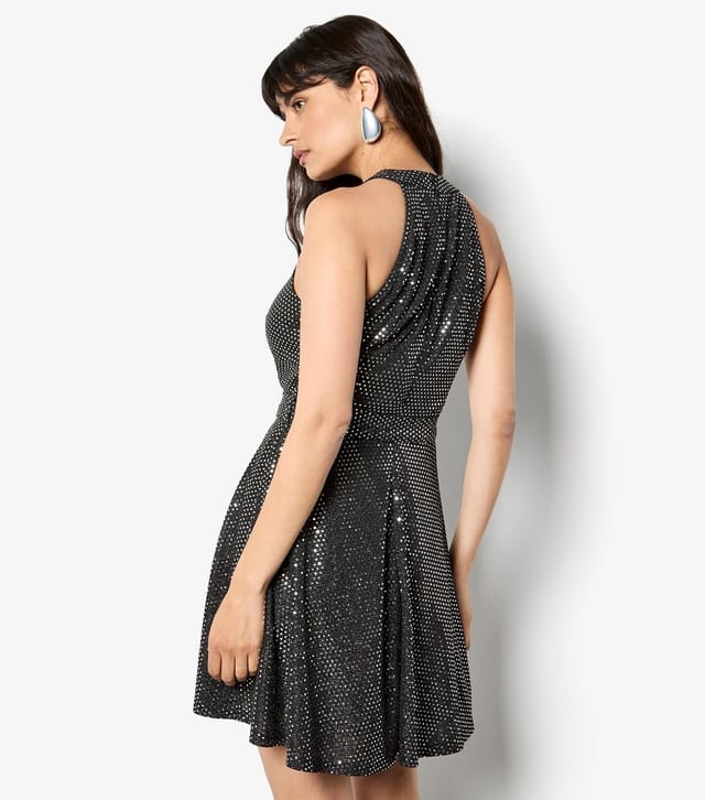 Apricot Women's Black Heatseal Halterneck Dress Apricot New Look - 3