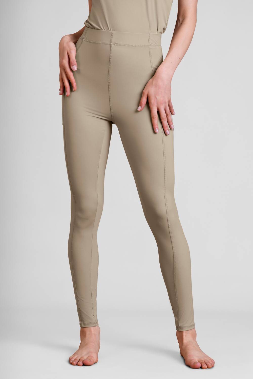 Enorsia Enorsia Women's High Waisted Pocket Active Leggings in Nude - 2