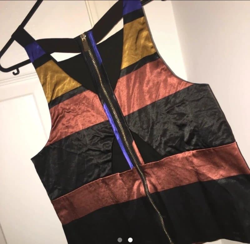River Island Riverisland stripe satin crop top with zip and cut out back