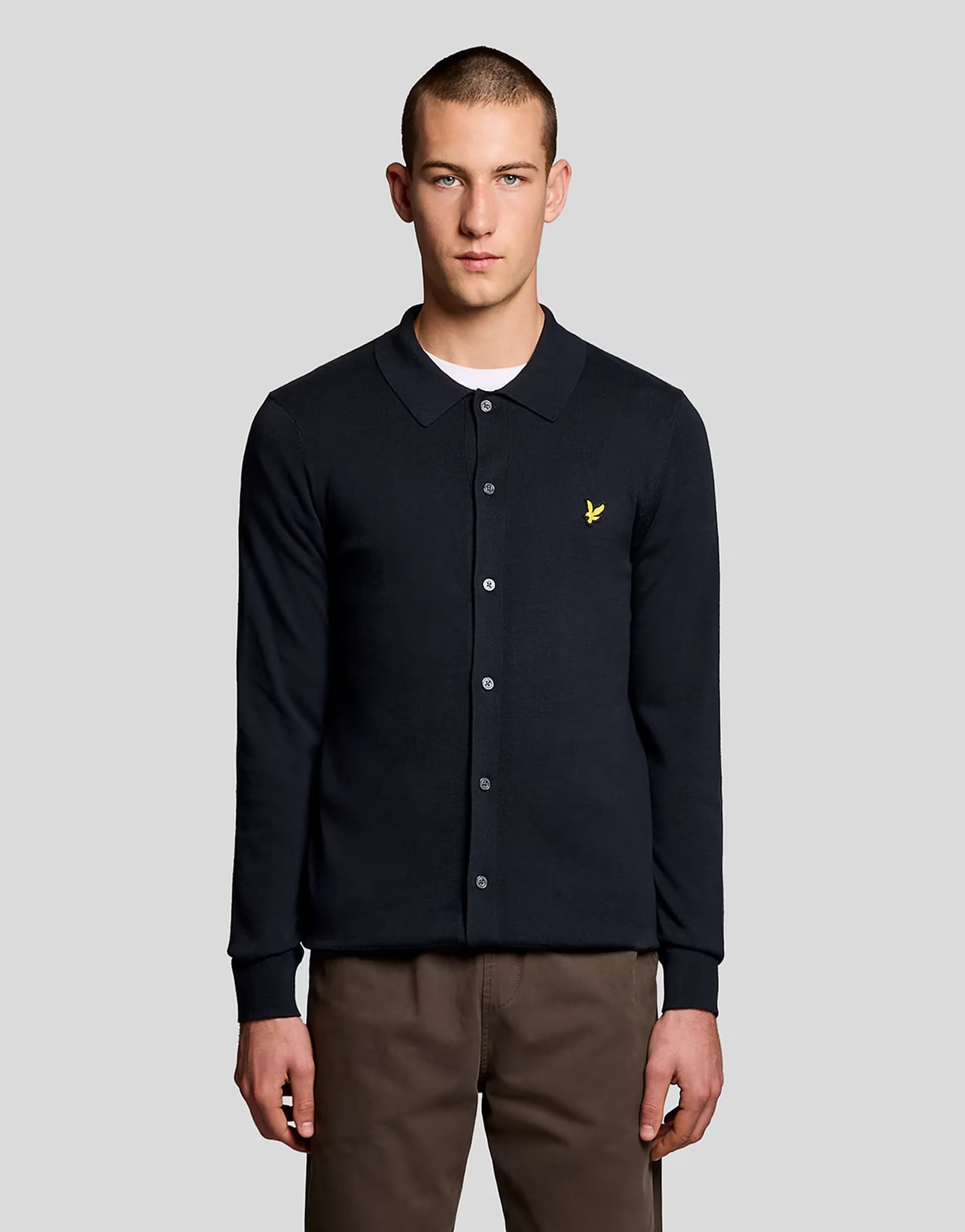 ASOS Lyle & Scott Mid knits cotton knitted shirt in z271 dark navy