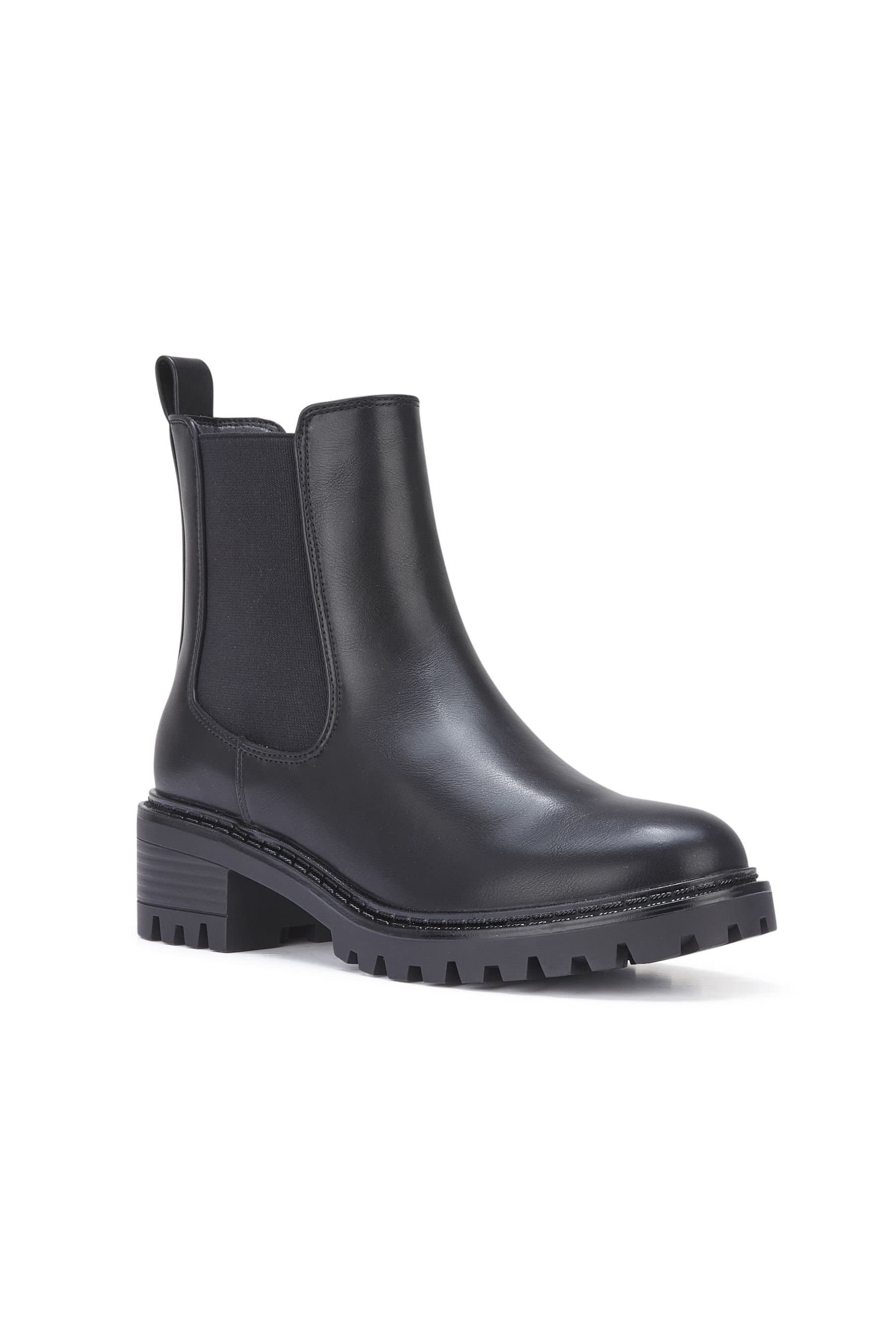 Truffle Collection Truffle Collection Women's Ankle Boots Slip On Polyurethane Round Toe Block Heel Shoes in Black