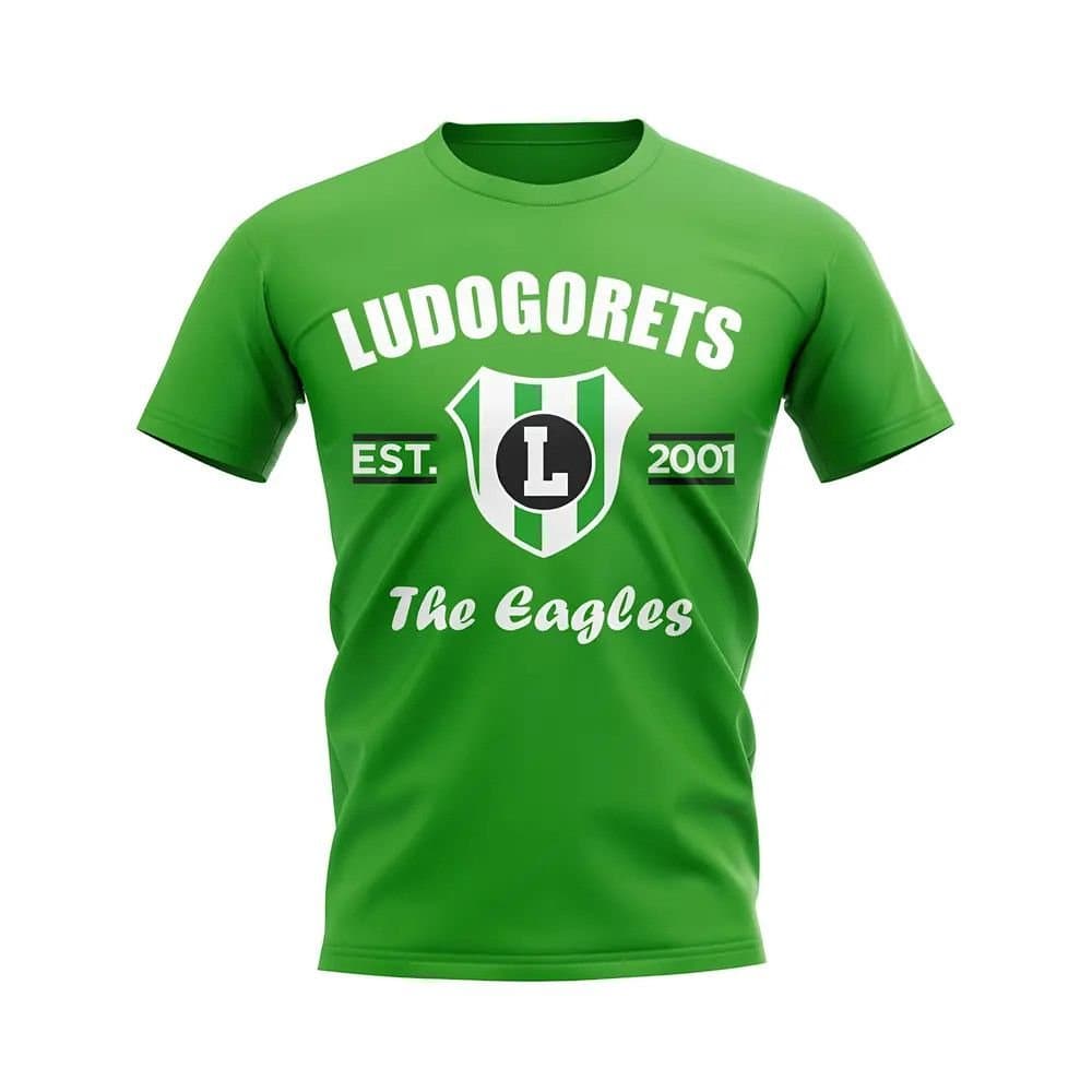 Ludogorets Ludogorets Men's Personalised Established Football T-Shirt Green in White