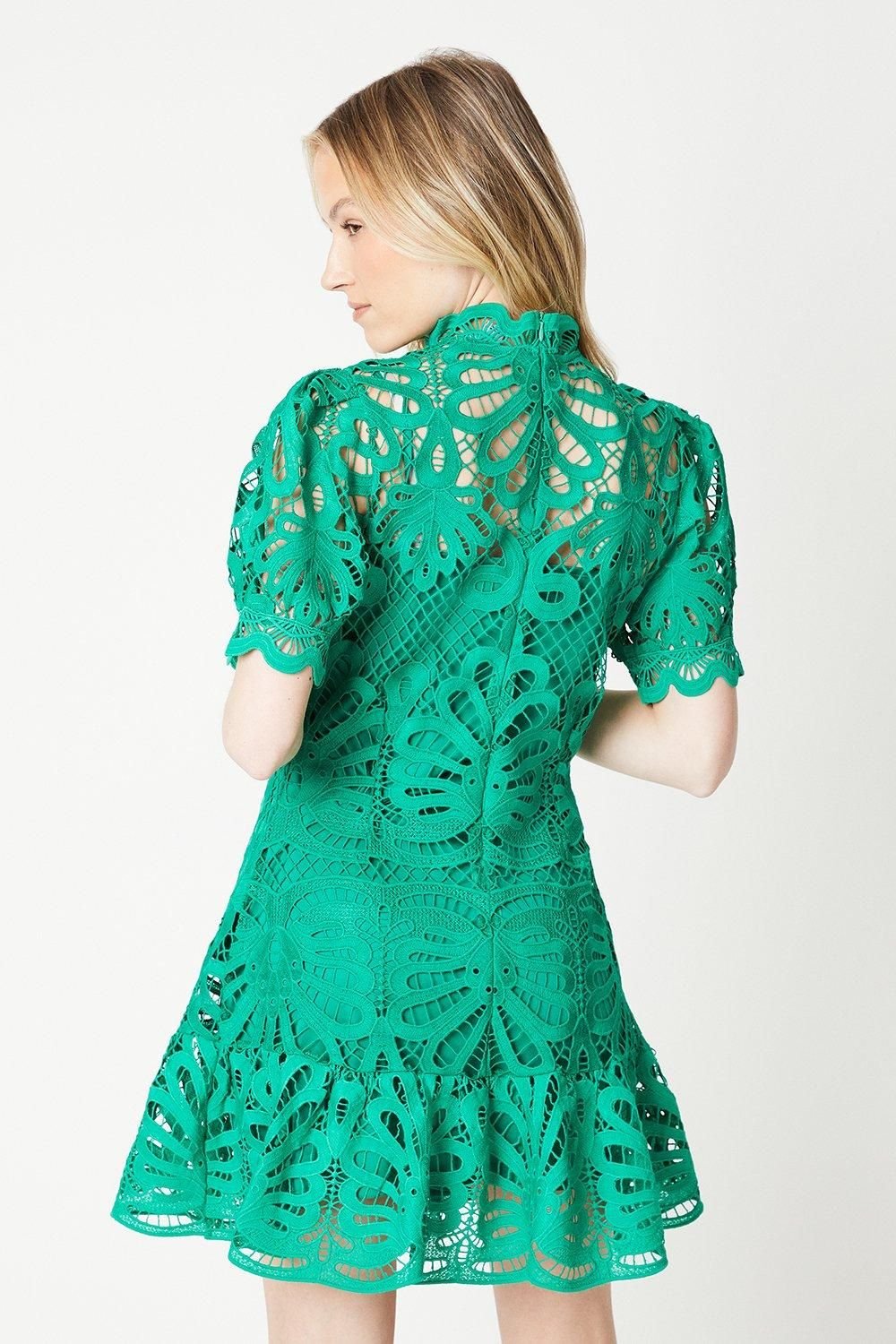 Dorothy Perkins Dorothy Perkins Women's Lace Mini Dress in Green - 3