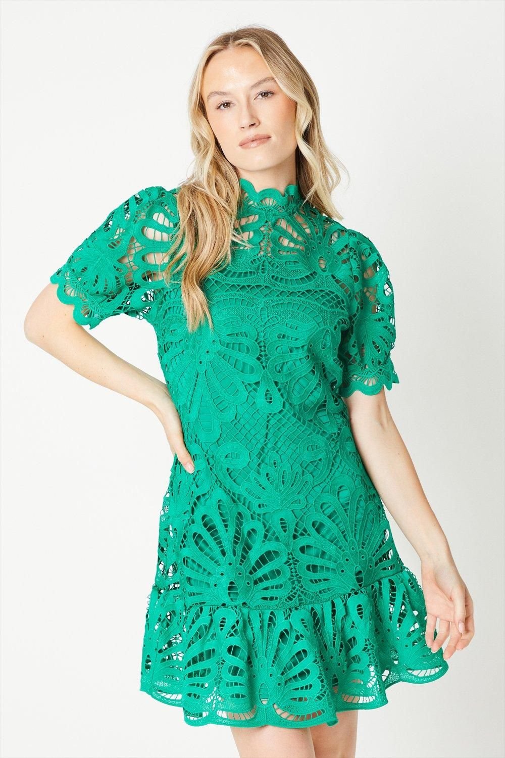 Dorothy Perkins Dorothy Perkins Women's Lace Mini Dress in Green - 4