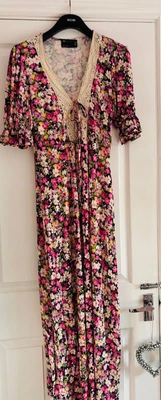 ASOS ASOS design plunge ditsy cute maxi dress wedding party holiday 12 same day post