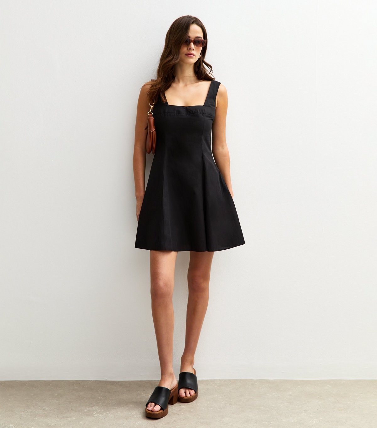 New Look Women's Black Square Neck Poplin Mini Dress New Look - 2