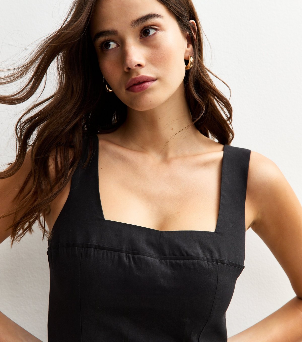 New Look Women's Black Square Neck Poplin Mini Dress New Look - 3