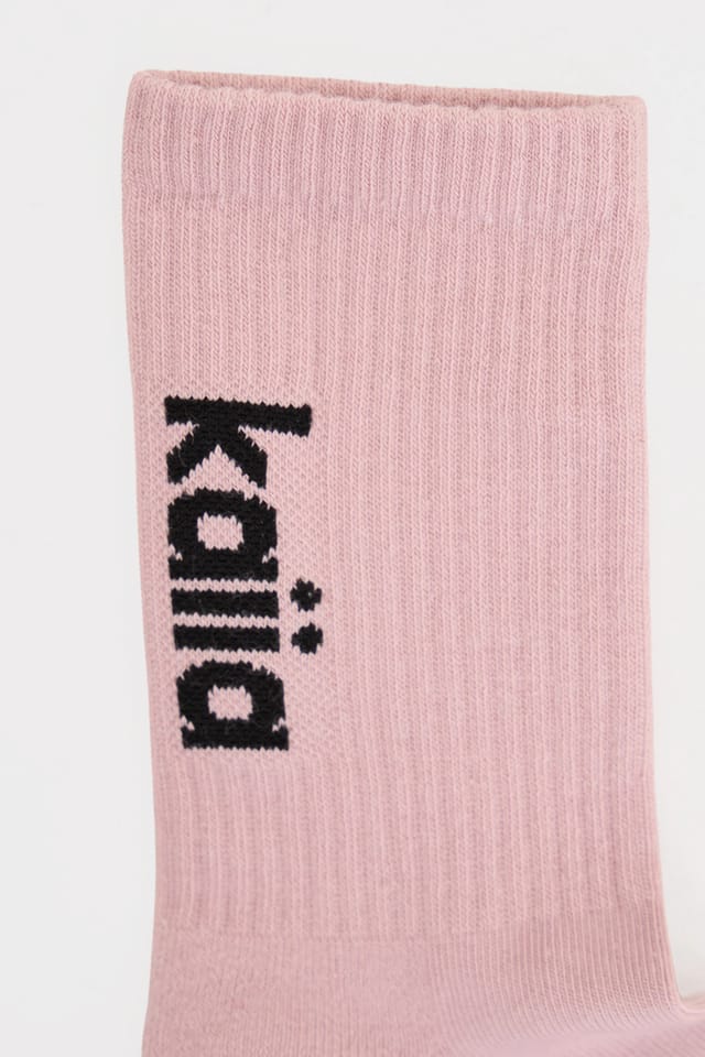 Kaiia Pack of Three Kaiia Logo Socks Pale Lilac, Taupe & White - 3