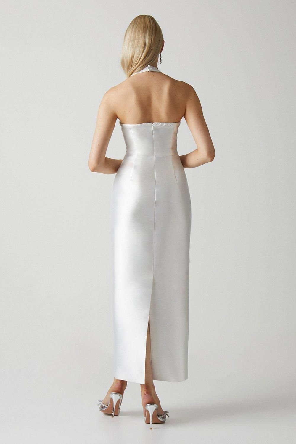 Coast Coast Women's Halterneck Twill Column Wedding Dress in Ivory - 3