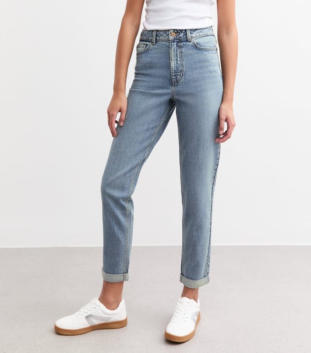 New Look Women's Tall Blue High Waist Cuff Mom Jeans New Look - 3