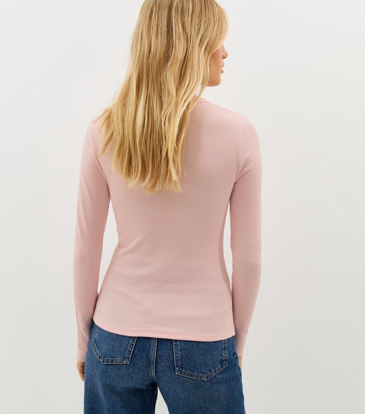 New Look Women's Pale Pink Ribbed Crew Neck Long Sleeve Top New Look - 4