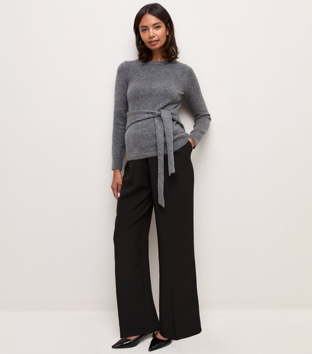 New Look Women's Maternity Black Wide Leg Trousers New Look