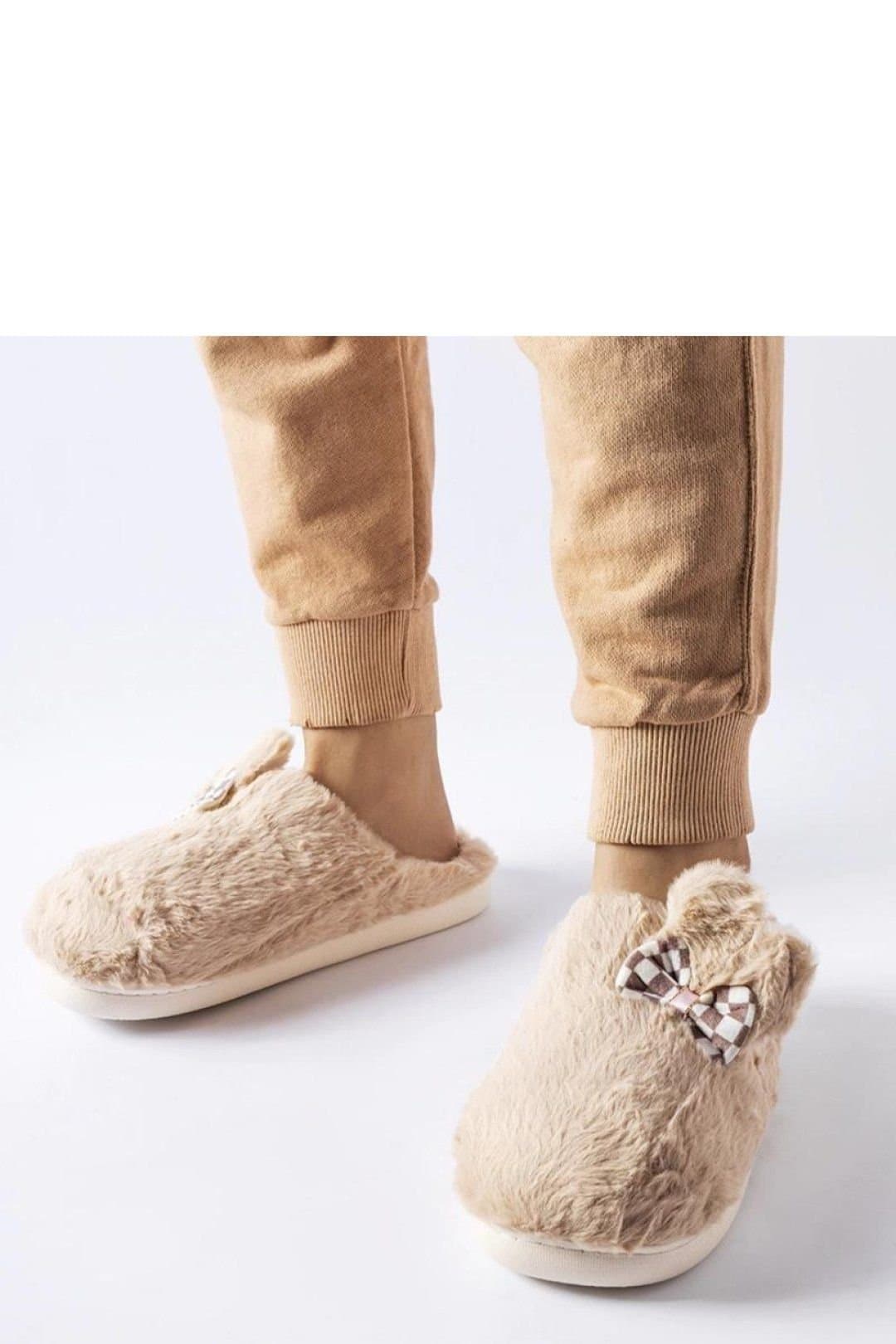 Love Lace Love Lace Women's Insulated Slippers with Rubber Sole & Bug Ears Warm Fit in Beige