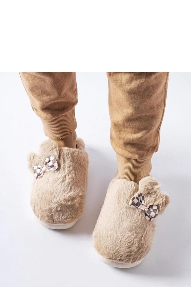 Love Lace Love Lace Women's Insulated Slippers with Rubber Sole & Bug Ears Warm Fit in Beige - 2
