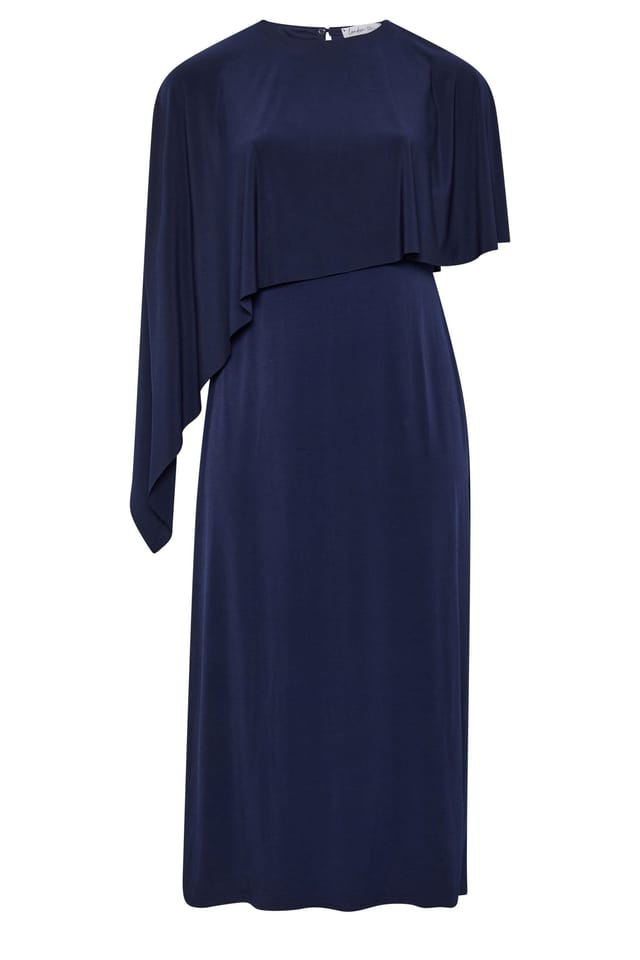 Yours Yours Women's Maxi Cape Dress in Mid Navy - 2