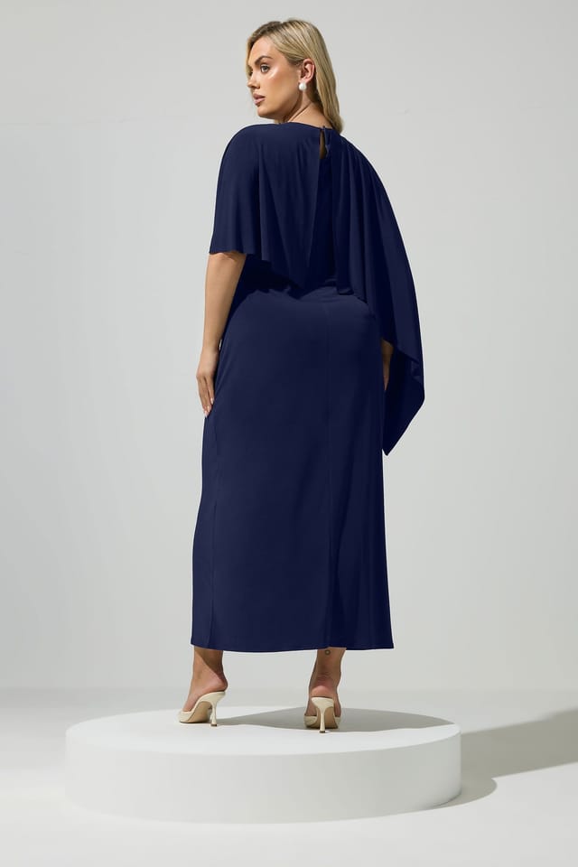 Yours Yours Women's Maxi Cape Dress in Mid Navy - 3