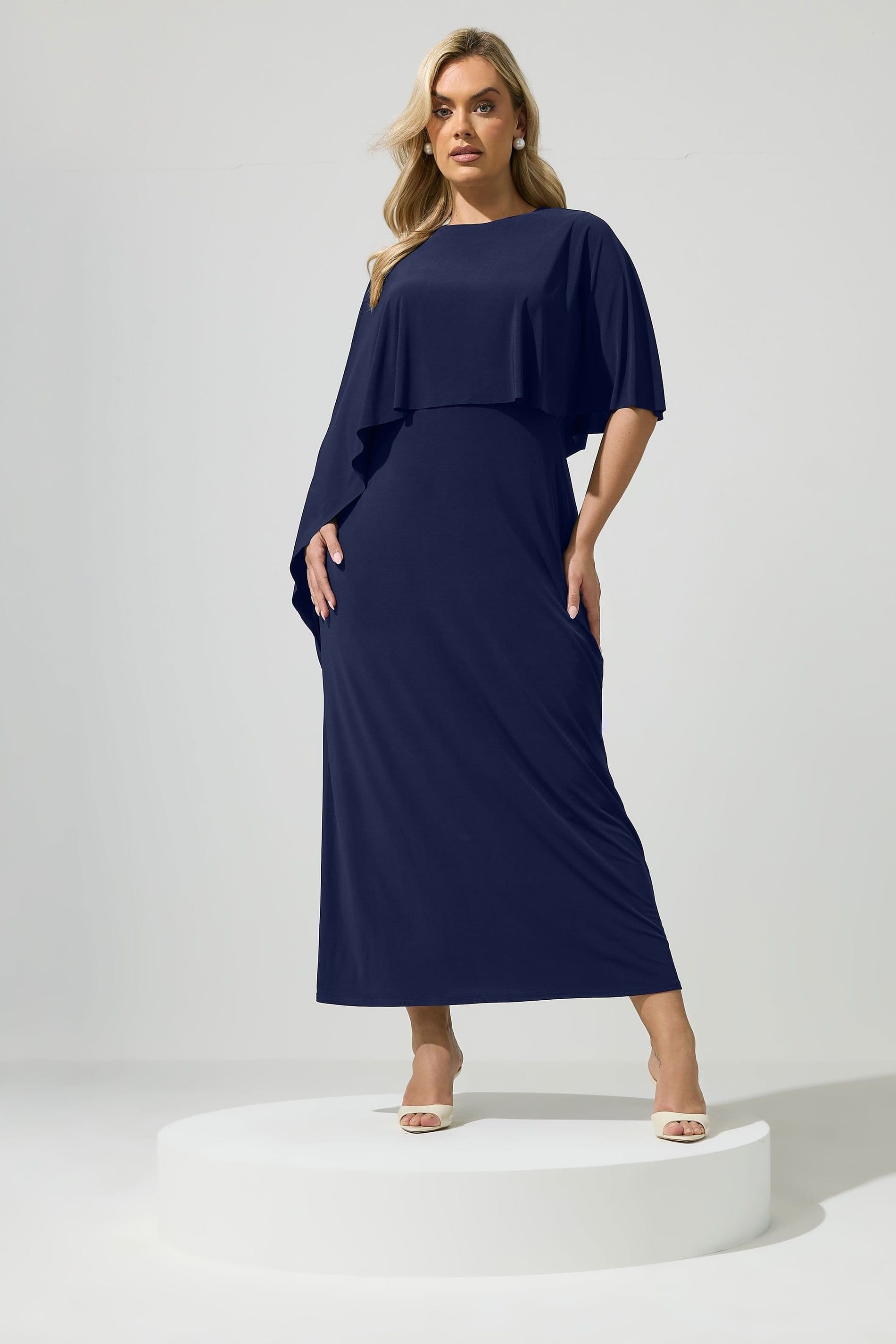 Yours Yours Women's Maxi Cape Dress in Mid Navy - 4