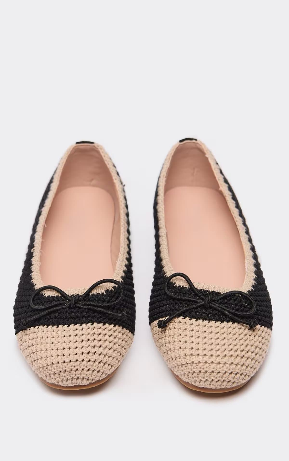 EGO Stass Bow Detail Flat Ballet Pump In Black Woven, Women's Size UK 3